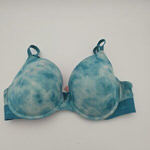 Victorias Secret Pink Womens Push-Up Bra Blue Tie-Dye Molded Cups Size 36DD